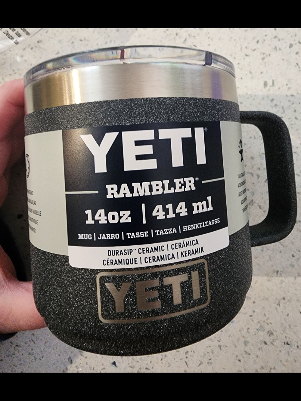 YETI Rambler 14oz Ceramic Stackable Mug - Black Stone Speckle NEW